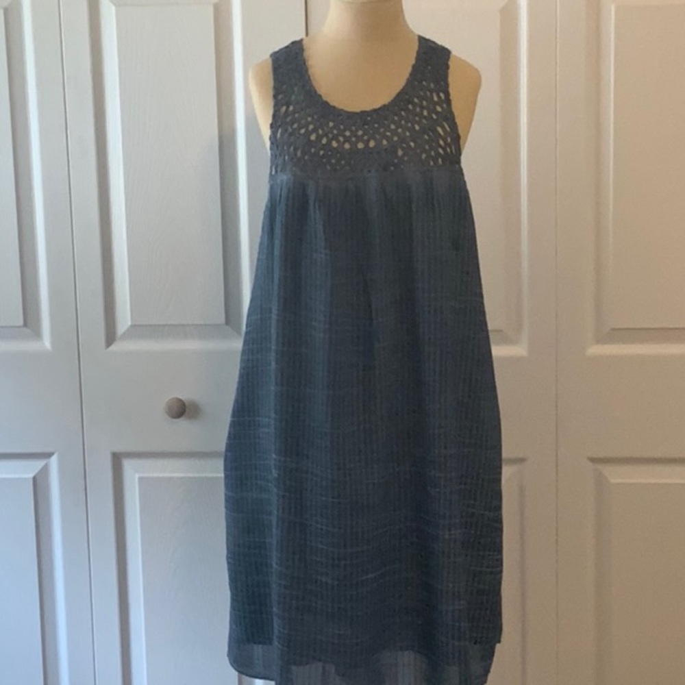 PILCRO by Anthropologie- X Large- Blue Sleeveless Crochet top dress